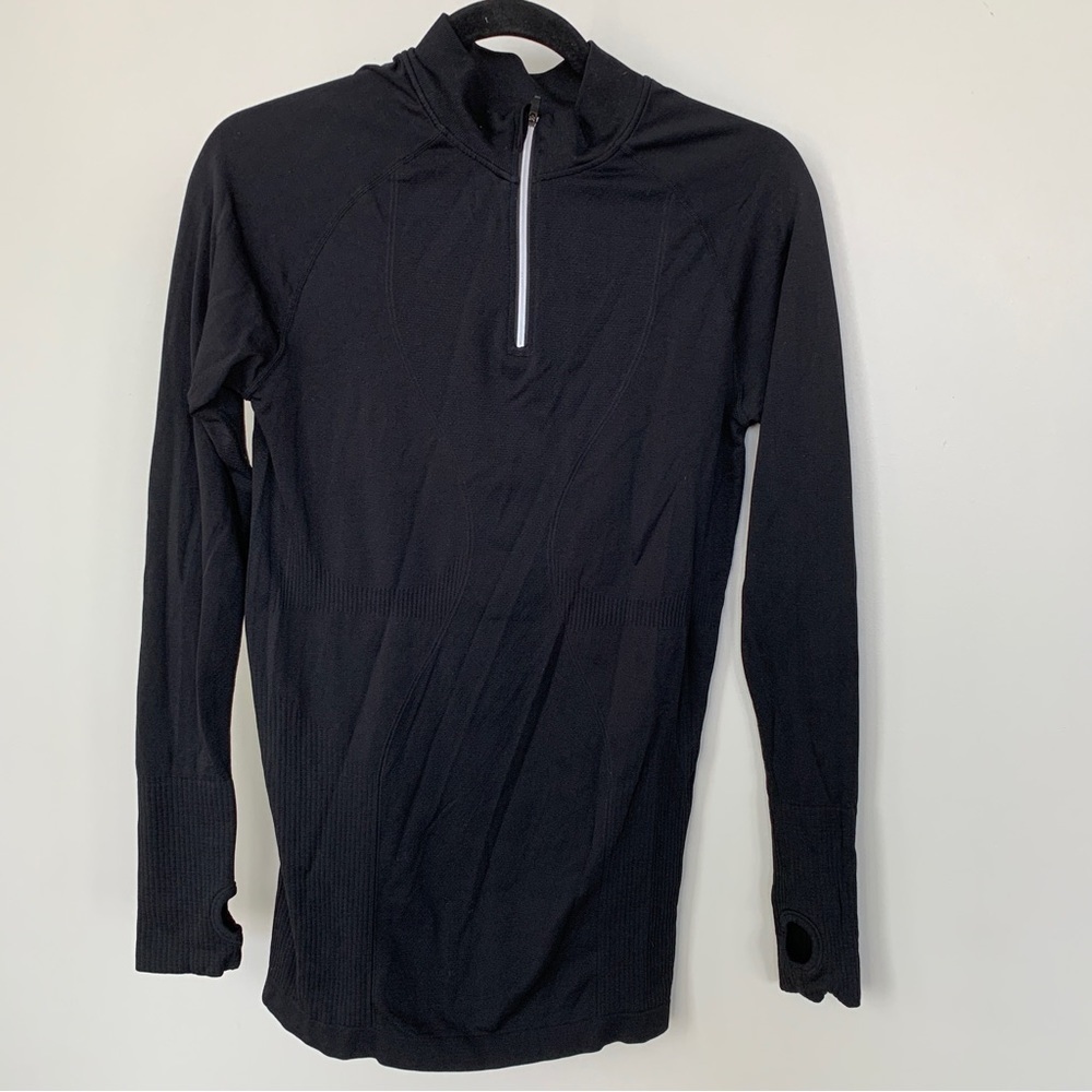 Zyia Performance Black 1/4 Zip Long Sleeve Running Top Size M